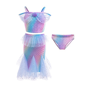 Abiti da nuoto a coda di sirena per bambini e ragazze Costume da Cosplay da principessa di Halloween <span class=keywords><strong>fantasia</strong></span> per piscina vestito vestito da bambini - Product Image 2