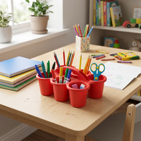 Organiseurs de rangement à 6 compartiments en plastique PP avec poignées, couleur personnalisable, solutions de bureau DIY, organisation de bureau pour jouets/papeterie