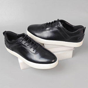 <span class=keywords><strong>Scarpe</strong></span> da ginnastica casual alla moda per giovani, stringate, taglie grandi, nere, da skateboard, in vera pelle bovina, piatte, da uomo - Product Image 2