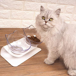 Mangkuk Kucing Plastik Gaya Telinga Kucing 15 Derajat Miring Mangkuk Makanan Kucing Diangkat Mangkuk & Pengumpan untuk Anjing & Kucing, Bentuk Kucing Hewan Peliharaan - Product Image 2