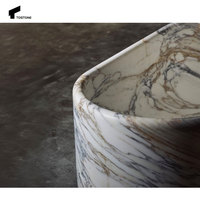 Tostone Arabescato Blanc Marbre Ovale Autoportant Baignoire En Pierre Naturelle pour Maison Villa Luxe Baignoire Salle De Bains Décoration