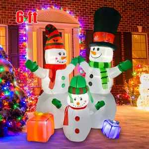 7ft Snowman ครอบครัวพองตกแต่งคริสต์มาสเครื่องประดับปาร์ตี้กลางแจ้งอุปกรณ์คริสต์มาส