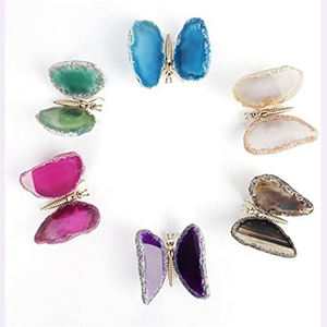 Commercio all'ingrosso prezzo più basso fetta di agata di cristallo naturale artigianato intagliato a mano <span class=keywords><strong>farfalla</strong></span> colorata spedizione gratuita - Product Image 1