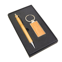 Ensemble cadeau de papeterie pour cadeaux d'entreprise, ensemble cadeau de luxe avec logo personnalisé, souvenir, stylo en bois, porte-clés en métal et en cuir