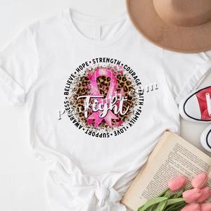 Grosir desain kaus kesadaran kanker payudara dengan Transfer panas macan tutul untuk cetak vinil DTF grafis pertarungan kanker - Product Image 4
