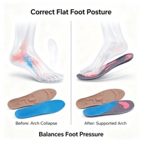 Semelles orthopédiques pour soulager la fasciite plantaire avec couche supérieure absorbant la transpiration, confort pour les douleurs au talon, pour hommes et femmes, chaussures d'intérieur et d'extérieur