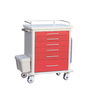 Carrito de Hospital con Recubrimiento de Polvo de Acero, 6 Cajones, Multifuncional, con Contenedor de Basura y Ruedas - Product Image 1
