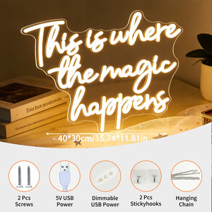 Neonawall Insegna LED Neon 'This Is Magic Happens' IP65 USB, Luce da Parete Personalizzabile e Dimmerabile per Camera da Letto, Casa, Ufficio - Product Image 2