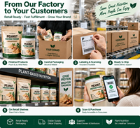 Poudre de protéines d'arachide végétalienne, protéines végétales, emballage prêt à la vente (sachet, pot, boîte) pour les distributeurs et les propriétaires de marques, sans OGM