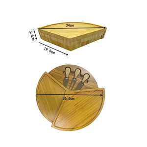 Tabla <span class=keywords><strong>de</strong></span> Quesos Grande <span class=keywords><strong>de</strong></span> Bambú con Juego <span class=keywords><strong>de</strong></span> Cuchillos, se Almacena Compactamente y se Abre hasta un Diámetro <span class=keywords><strong>de</strong></span> 14 Pulgadas para Quesos y Aperitivos - Product Image 5