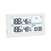 Horloge intelligente d'intérieur avec fonction de charge, Wi-Fi, thermomètre numérique sans fil, hygromètre, prévisions météo C/F, blanche