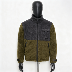 Chaqueta de Forro <span class=keywords><strong>Polar</strong></span> Sherpa con Cremallera Personalizada OEM para Hombre, Chaqueta Cálida de Invierno con Forro de Borrego, Logotipo Estampado en Relieve, Chaqueta de Forro <span class=keywords><strong>Polar</strong></span> con Bloques de Color - Product Image 4