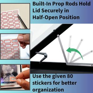 Espositore per Carte di Grandi Dimensioni (5 Barre di Sollevamento, <span class=keywords><strong>Asta</strong></span> di Supporto Integrata e 80 Adesivi) |   34 X 22 Pollici |   Espositore da Tavolo per Fiere - Product Image 5