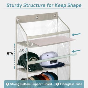 Clear Over The Door Hat Rack PVC Storage Organizer For Baseball Caps Closet Wall Mount <b>Hook</b> Type Grey - Product Image 3