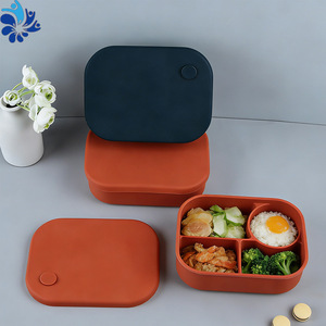 Silicone Bento <b>Box</b> 4 Compartment Airtight Microwaveable Portable <b>Lunch</b> <b>Box</b> For Office Workers - Product Image 4
