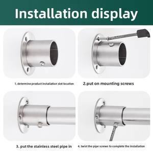 Tube d'armoire moderne en acier inoxydable Support <span class=keywords><strong>de</strong></span> <span class=keywords><strong>rail</strong></span> <span class=keywords><strong>de</strong></span> vêtements Base fixe Bride suspendue Porte-serviettes <span class=keywords><strong>de</strong></span> placard Support <span class=keywords><strong>de</strong></span> base <span class=keywords><strong>de</strong></span> tringle à rideau - Product Image 3