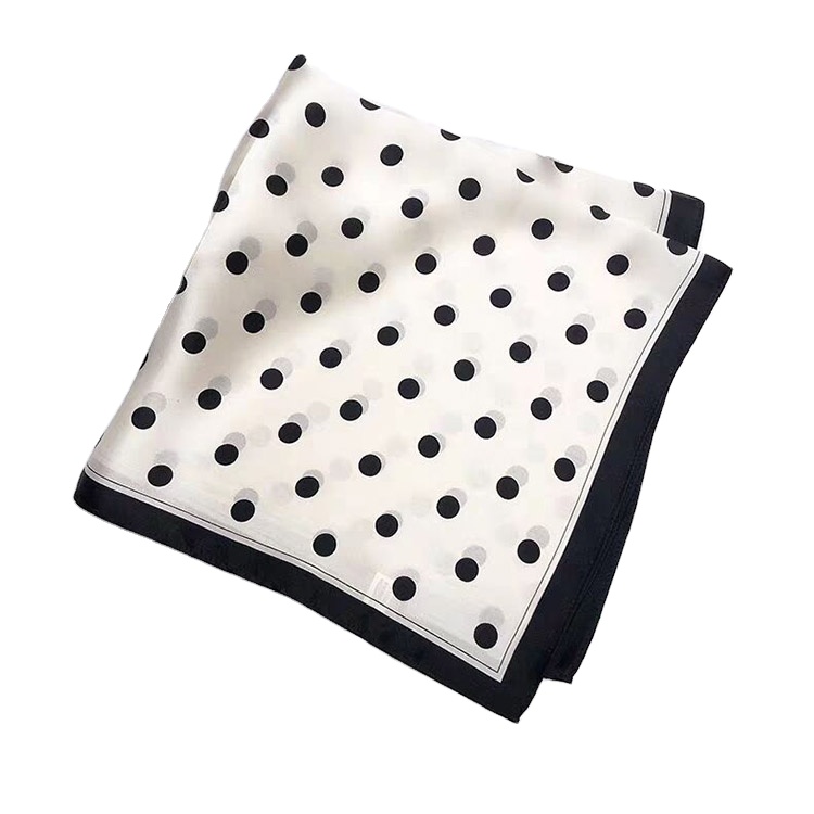 Классический черный шелковый шарф в горошек, шелковый шарф 16 мм, двухсторонний квадратный атласный шарф с цифровой печатью