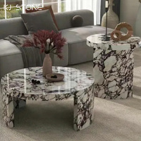 Table basse ronde en marbre moderne et naturelle, table d'appoint, meubles d'intérieur personnalisés
