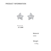 Kleine, exquisite Stern-Ohrringe mit Zirkonia für Damen, luxuriöser High-End-Look, vielseitige fünfzackige Stern-Ohrringe aus Silber