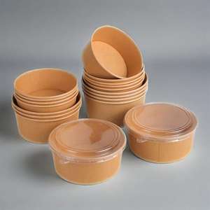 Tazón Redondo Desechable de Papel para Sopa, Vasos de Papel, Contenedor de Alimentos Biodegradable, Tazón de Papel Kraft para Llevar Comida Rápida con Tapas - Product Image 2