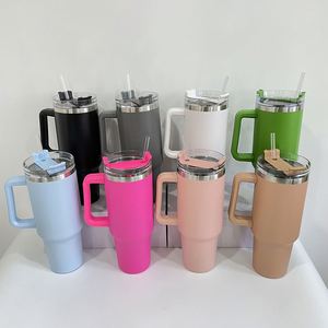 H1.0 Custom LogoColorful 40Oz Coffee Beer Travel <b>Mugs</b> Cups <b>Doubled</b> <b>Walled</b> Stainless Steel Tumbler With Handle - Product Image 2