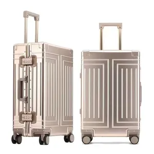 New style all aluminum magnesium alloy luggage large capacity aluminum frame pure metal suitcase password case