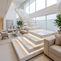 Escalier flottant en bois massif pour intérieur, style américain moderne, avec poutre invisible, pour rénovation de maison, escalier préfabriqué