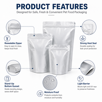 Sachet Doypack en aluminium à fermeture zip quad pour aliments et friandises pour chats et chiens, emballage robuste
