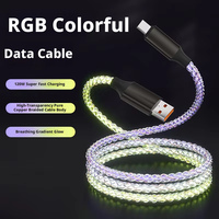 Kabel Tipe-C Pengisian Cepat Berkualitas Tinggi dengan Lampu LED Gradasi RGB dan Selubung Nilon untuk Perangkat IOS