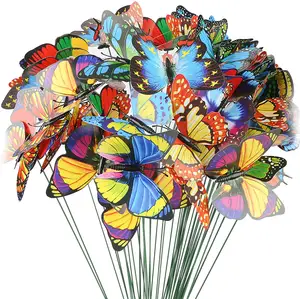 나비 말뚝, 50pcs 정원 나비 장신구, 실내/옥외 야드, 안뜰을 위한 방수 나비 훈장