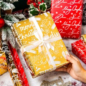 Christmas <b>Wrapping</b> <b>Paper</b> Roll 17 Inch X 33 Feet Double Side Recyclable Gift Craft Gold Metallic Foil - Product Image 2