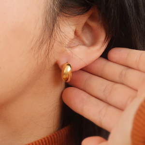 <strong>Chunky</strong> Small Hoop Earrings Stainless Steel Fashion Jewelry 18K Gold Plated Waterproof Tarnish Free <strong>Jewellery</strong> for Women Brinco - Product Image 1