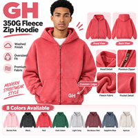 Sweat à capuche zippé en molleton épais avec logo personnalisé GH, style vintage américain, chaud, grande taille, veste d'automne et d'hiver pour homme