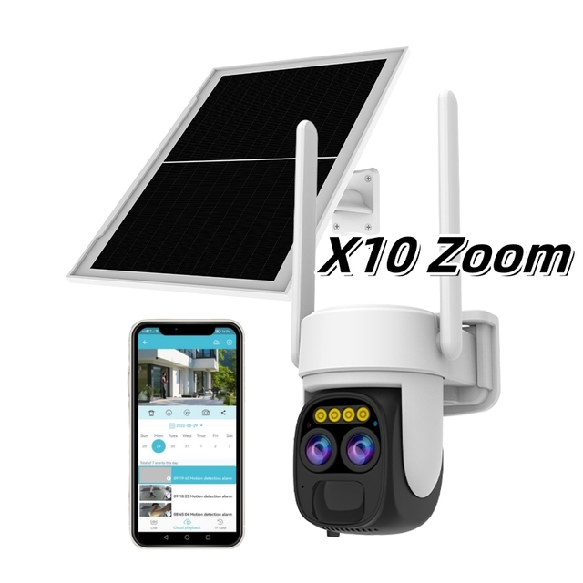 CB67D Wifi Solar Cam Super 3K 6Mp Dual Lens Solar 8W Auto Tracking Ptz Camera Solar Powered 6Mp 10000Mah Battery Ip Camera Ptz