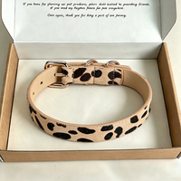 Collier pour chien en cuir véritable souple, personnalisé en usine, motif léopard, avec anneau en D métallique durable pour la promenade quotidienne