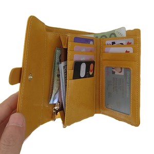 Luxury Yellow Small Women's Genuine Leather <strong>Trifold</strong> <strong>Wallet</strong> RFID Money Coin Purses for Women <strong>Wallets</strong> Woman Foldover Clutches Bag - Product Image 5
