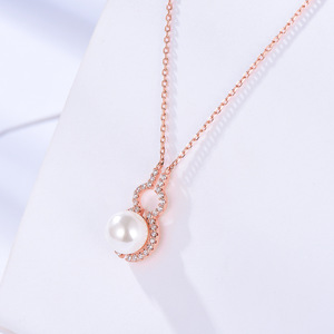 Original Design S925 Silver: Creative Gourd Clavicle Chain, Korean-style Versatile <strong>Pearl</strong> <strong>Necklace</strong> - Product Image 4
