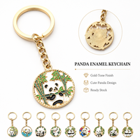 Zinklegierung Weiche Emaille Chinesischer Stil Niedlicher Panda Schlüsselanhänger Cartoon Runder Kreativer Schlüsselring Taschenanhänger Geschenk Souvenir