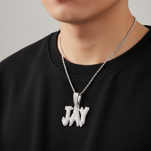 Collana con Ciondolo a Goccia d'Acqua in Rame e Zircone, Combinazione di Lettere Grandi e Catena di Bambù, Personalizzata CE Nuovo Stile <span class=keywords><strong>Hip</strong></span>-<span class=keywords><strong>Hop</strong></span> - Product Image 2