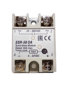 Relé de Estado Sólido SSR-50 DA, 50A, 380VAC, Entrada 4-32VDC, Fabricado en Taiwán, Miniatura, 4P, Terminal de Tornillo, 1 Contacto Normal Abierto - Product Image 5
