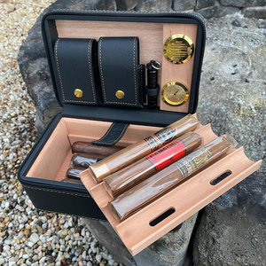 Personalizado 2 capas de madera Pu cuero personalizado cigarros accesorios humidificadores portátil viaje cigarro caso - Product Image 2