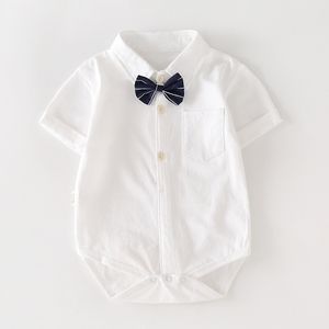 Traje <span class=keywords><strong>de</strong></span> una pieza <span class=keywords><strong>de</strong></span> algodón puro para bebé, camisa <span class=keywords><strong>de</strong></span> manga corta versión coreana para niños, top infantil, bolso triangular - Product Image 6