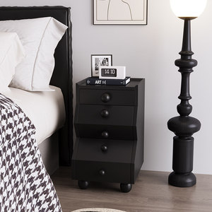 Solid Wood Movable Minimalist Modern <strong>Bedside</strong> <strong>Table</strong> for Home Bedroom Narrow Gap <strong>30cm</strong> Wide Nightstand - Product Image 2