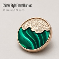 Kancing Logam Enamel Gaya Cina Bentuk Tetesan Minyak Bulat dari Paduan Logam 18mm 23mm untuk Hanfu Qipao Mantel Gaun Kerajinan Jahit