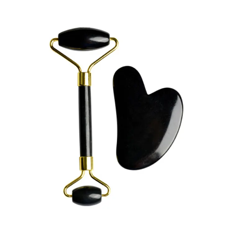 Высококачественный нефритовый ролик Obsidian и набор Gusha Антивозрастные инструменты для массажа лица ролик для лица гуаша каменный нефритовый ролик