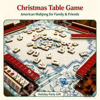 Jeu de Mahjong Américain Premium en Acrylique Superposé 4 Couleurs, 160 Tuiles, Motif de Noël, Cadeau de Fête, Jeu de Société