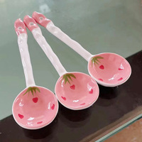 Cuillère à glace à dessert avec long manche en céramique, fleur 3D, meilleur prix pour Gril, rose, fraise, café, logo personnalisé