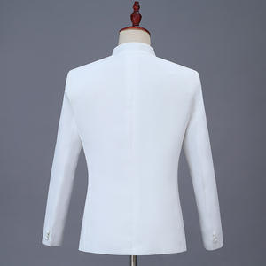 In Voorraad Heren Chinese Stijl Opstaande Kraag Blazer & Broek Set Casual Pak Met Diamantprint 2-delige Formele En Feestkleding - Product Image 5