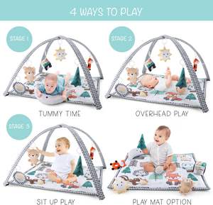 7 en 1 Baby Play Gym Floor Activity Center <span class=keywords><strong>Tapis</strong></span> rampant pour bébé <span class=keywords><strong>Tapis</strong></span> <span class=keywords><strong>de</strong></span> temps pour le ventre avec oreiller en peluche et jouets en peluche - Product Image 2