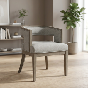 Professional Furniture Luxury Ash Grey Upholstered <b>Wooden</b> <b>Arm</b> <b>Chairs</b> Traditional <b>Dining</b> Bedroom Apartment Hotel School Park Gym - Product Image 2